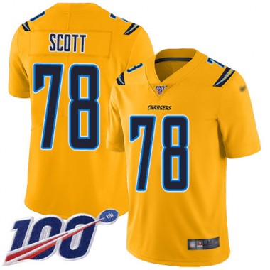 Los Angeles Chargers NFL Football Trent Scott Gold Jersey Men Limited #78 100th Season Inverted Legend->los angeles chargers->NFL Jersey